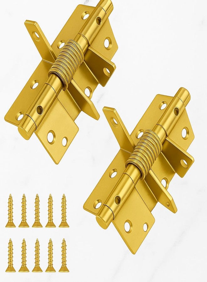 JIALTO Automatic Self-Closing Hinge Heavy Duty Cabinet Hinges Room Door Hinge for Interior Doors Wooden Door 2 Pcs (Gold) - Image 1